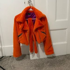 Cropped faux fur jacket